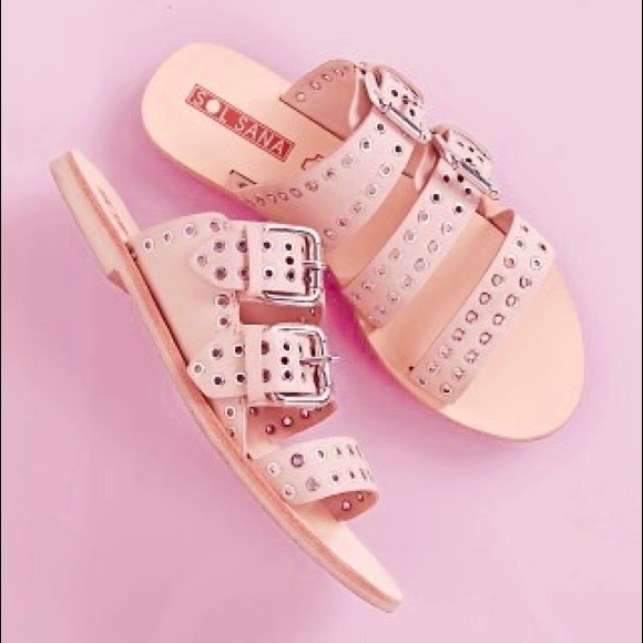 Sol Sana Shoes - Sol Sana Pink Studded Foster Leather Sandals 36/6
